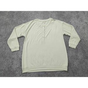 Ingrid+Isabel Maternity Top Womens Large Beige Henley Long Sleeve Comfort Casual